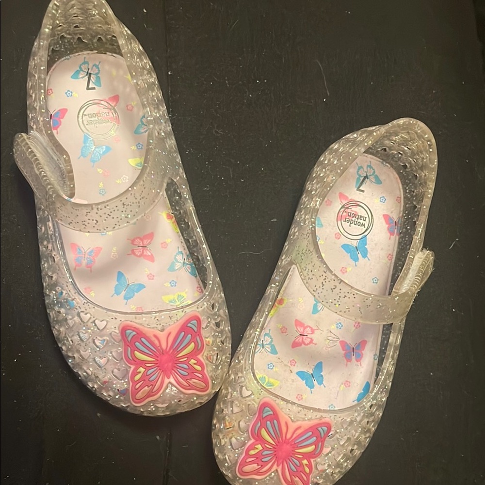 Glitter Jelly Shoes with Pink Butterfly